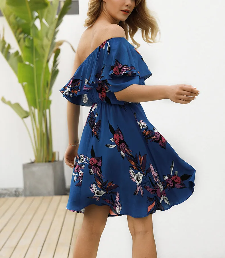 New Bohemian Printed Braised High Waist Dress