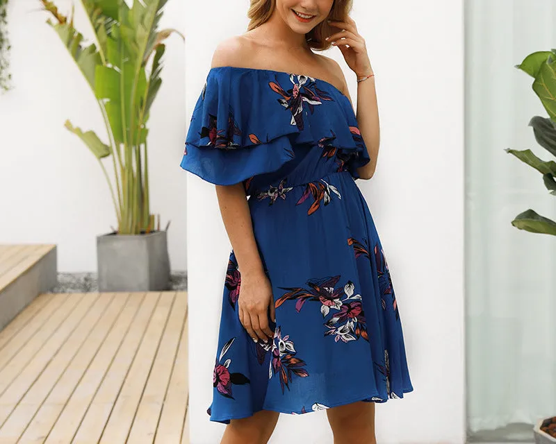 New Bohemian Printed Braised High Waist Dress