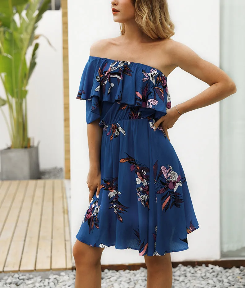 New Bohemian Printed Braised High Waist Dress