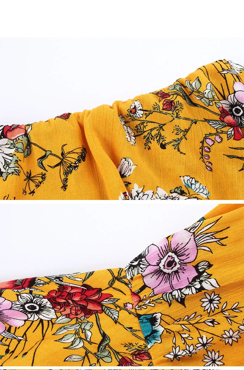 New Bohemian Printed Braised High Waist Dress