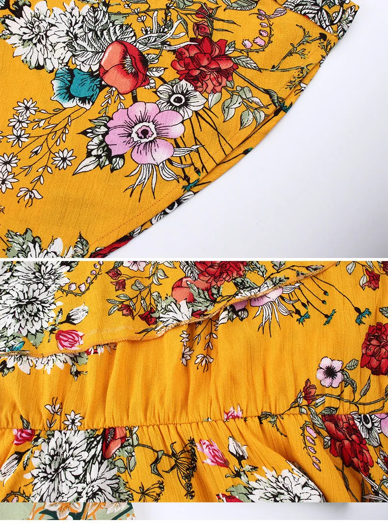New Bohemian Printed Braised High Waist Dress