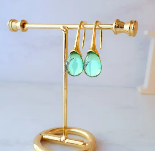 NEW Green Teardrop Earrings, Gemstone Earrings Green Drop Earrings, Green Dangle Earrings, Gem Stone Waterdrop Earrings Prom Jewelry
