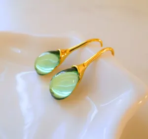 NEW Green Teardrop Earrings, Gemstone Earrings Green Drop Earrings, Green Dangle Earrings, Gem Stone Waterdrop Earrings Prom Jewelry