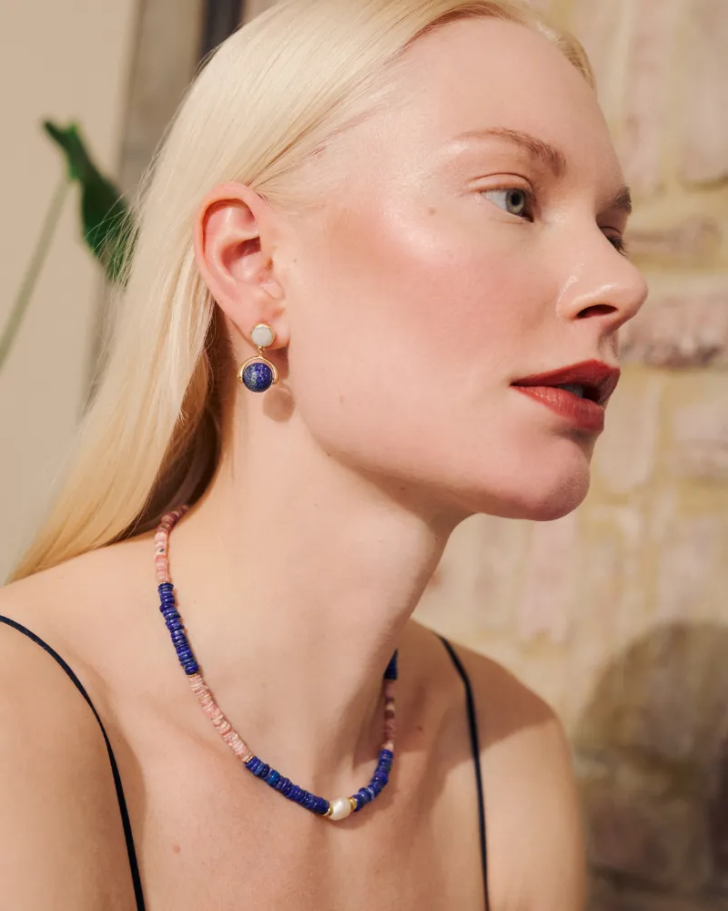 Noemi earrings with moonstone and lapis