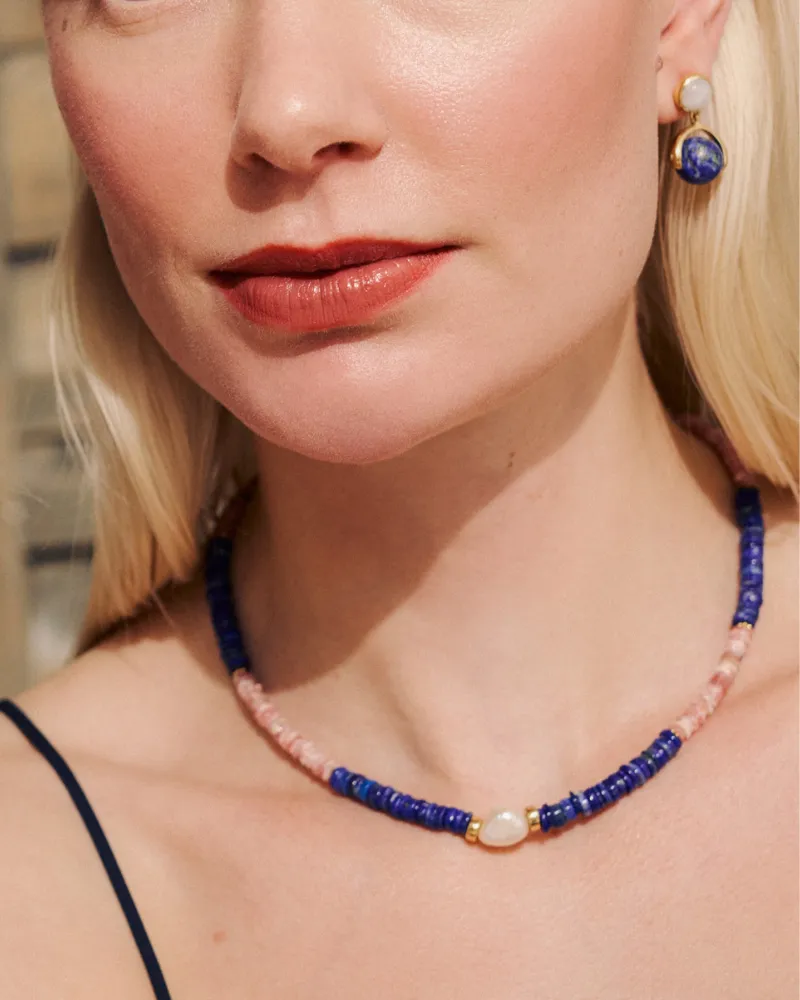 Noemi earrings with moonstone and lapis