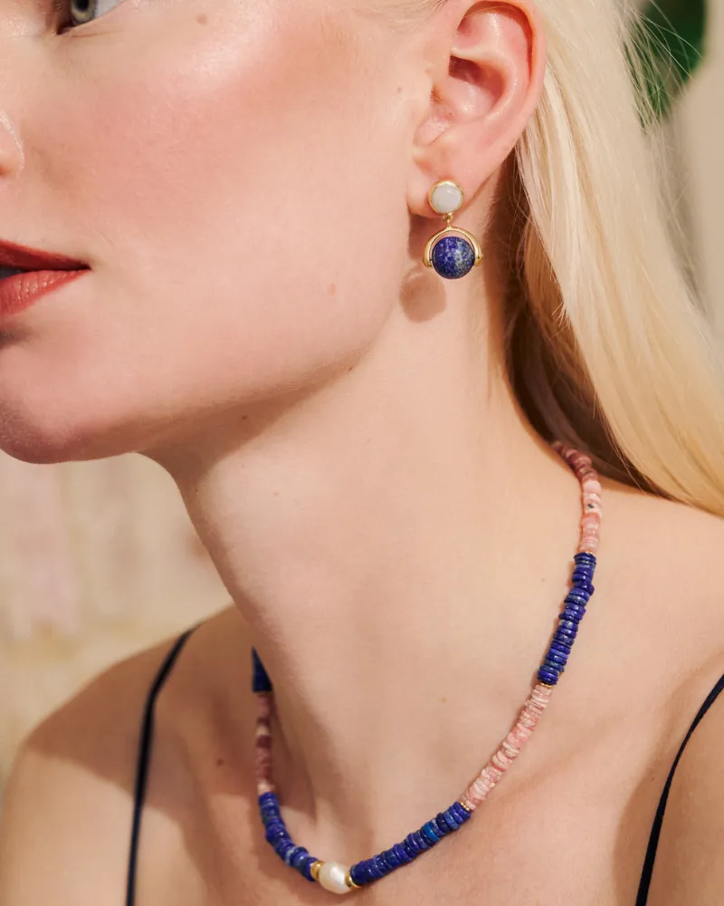 Noemi earrings with moonstone and lapis