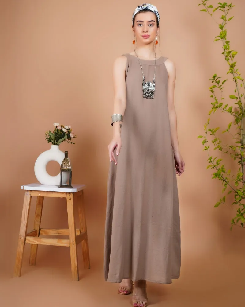 Nomadic beige khadi maxi dress