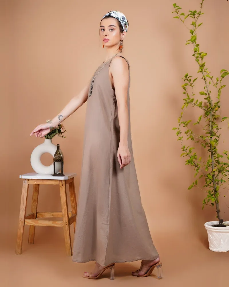 Nomadic beige khadi maxi dress