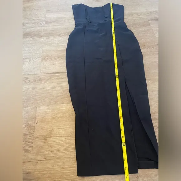 Nookie Bella Black Strapless Midi Button Front Cocktail Dress