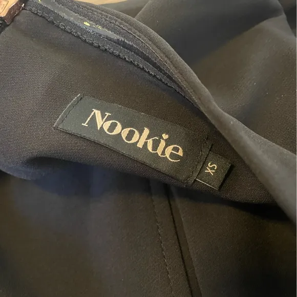 Nookie Bella Black Strapless Midi Button Front Cocktail Dress