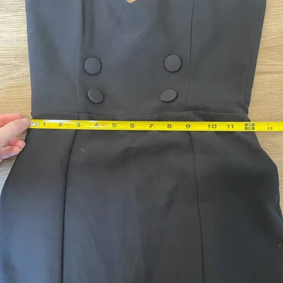 Nookie Bella Black Strapless Midi Button Front Cocktail Dress