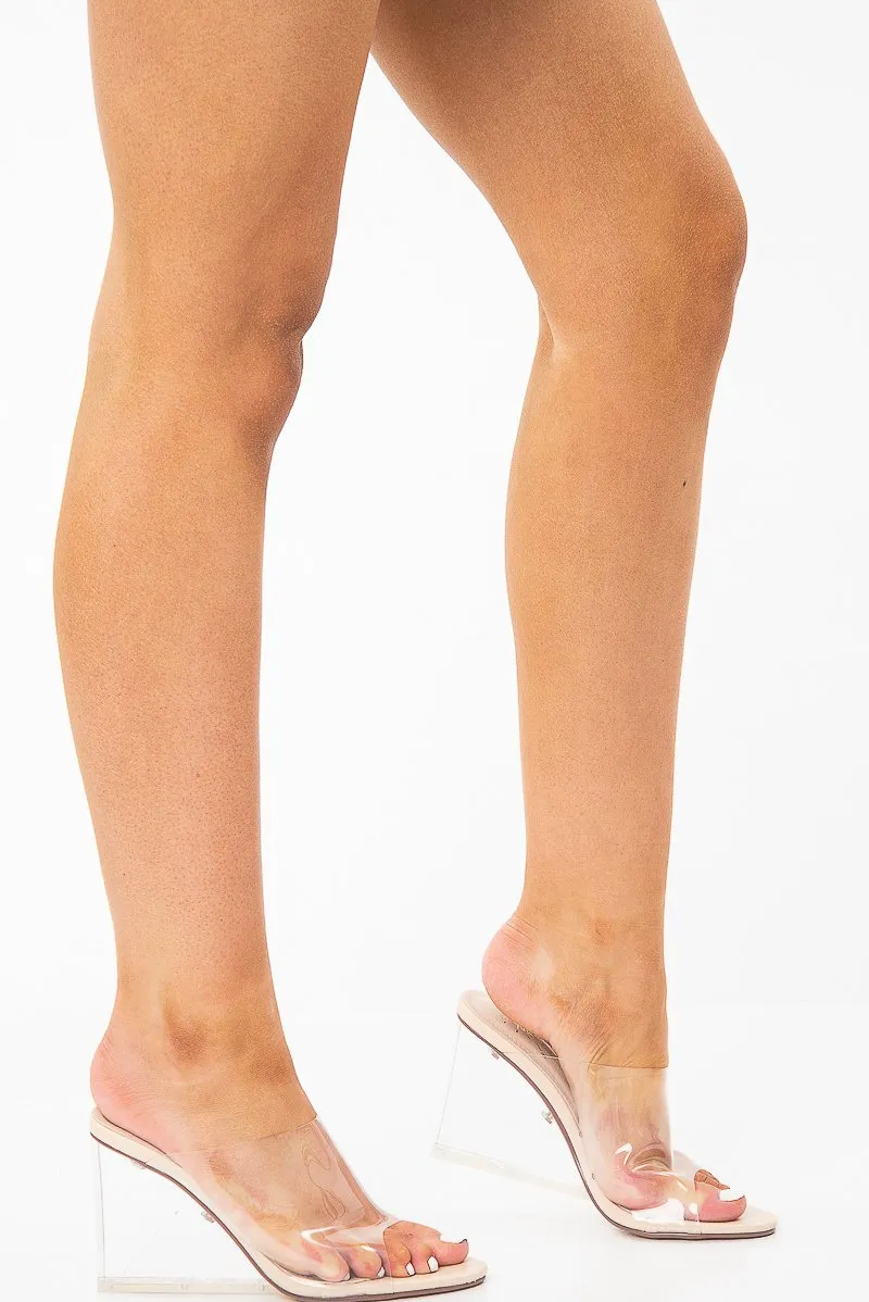 Nude Clear Glass Wedge - Sherri