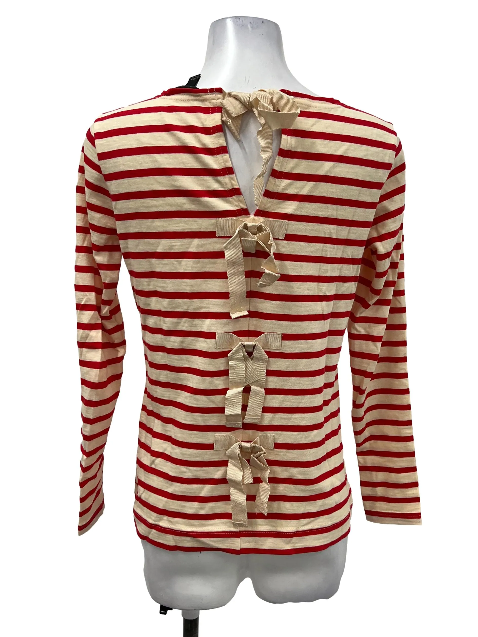Nude Red Striped Coquette Blouse