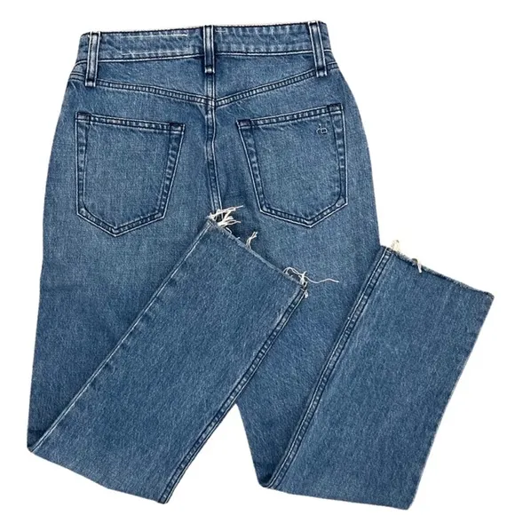 NWOT $258 Rag &amp; Bone Nina Poppy High Waist Button Fly Raw Edge Jeans