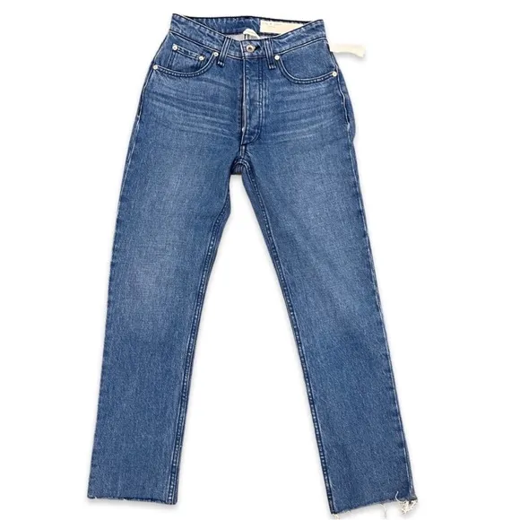 NWOT $258 Rag &amp; Bone Nina Poppy High Waist Button Fly Raw Edge Jeans