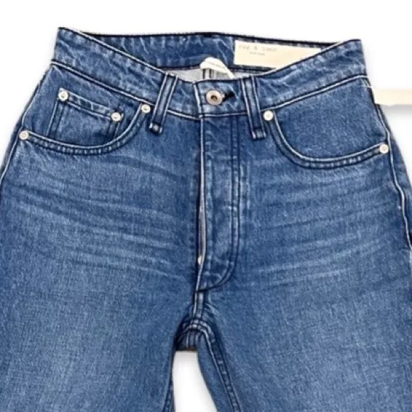 NWOT $258 Rag &amp; Bone Nina Poppy High Waist Button Fly Raw Edge Jeans