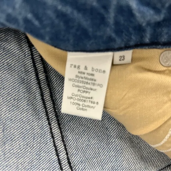 NWOT $258 Rag &amp; Bone Nina Poppy High Waist Button Fly Raw Edge Jeans