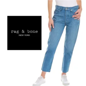 NWOT $258 Rag &amp; Bone Nina Poppy High Waist Button Fly Raw Edge Jeans