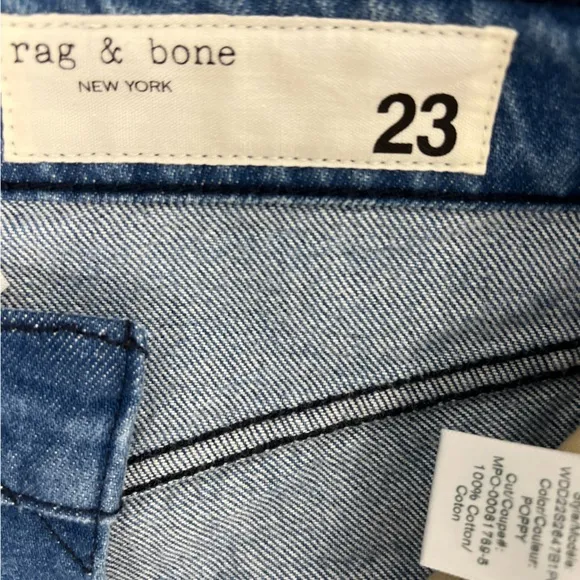 NWOT $258 Rag &amp; Bone Nina Poppy High Waist Button Fly Raw Edge Jeans