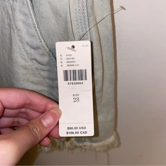 NWT Anthropologie x Pilcro Denim Shortie Front Zip Five-Pocket Styling Shorts 28