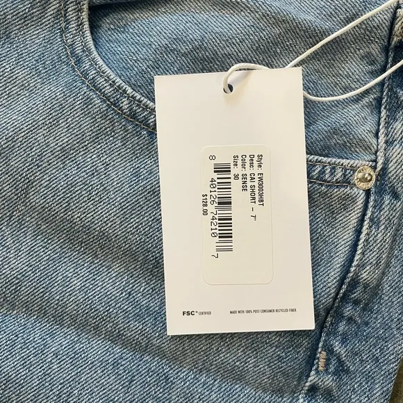 NWT EDWIN Jeans Cai Shorts 7&quot; in Sense Sz 30 $138