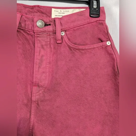 NWT Rag &amp; Bone Bright Fuschia Maya High-Rise 6in Slim Jean Shorts Sz 25