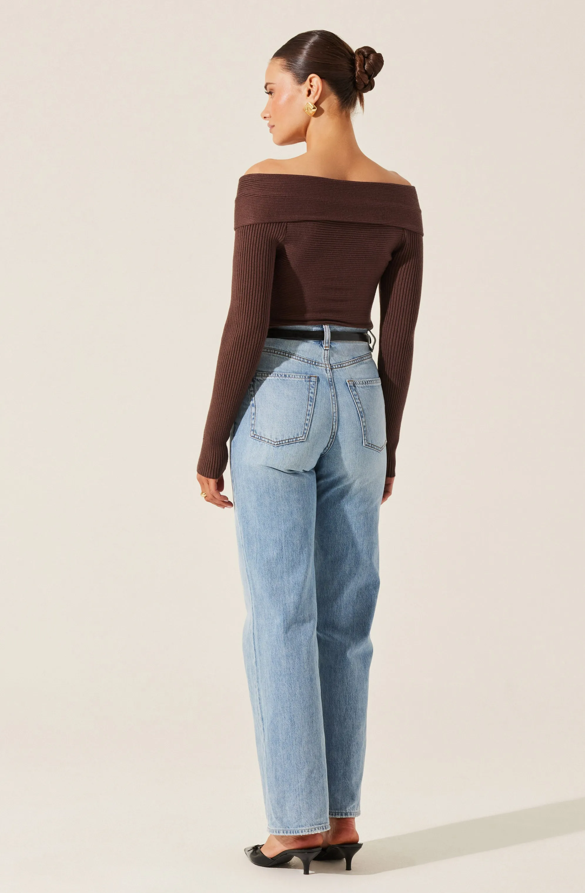 Off Shoulder Crossover Sweater