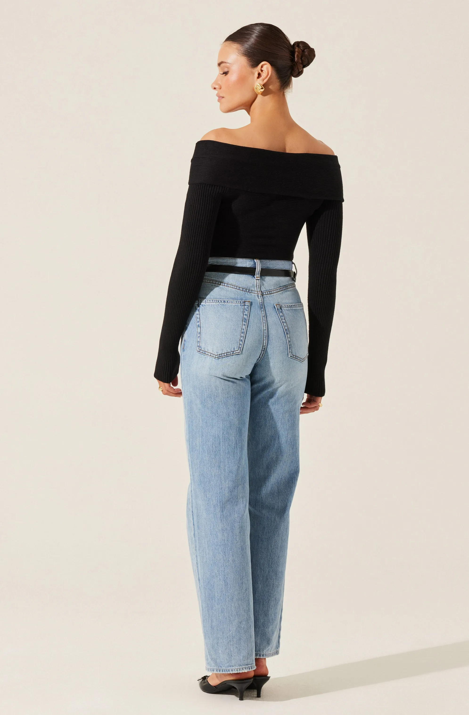 Off Shoulder Crossover Sweater