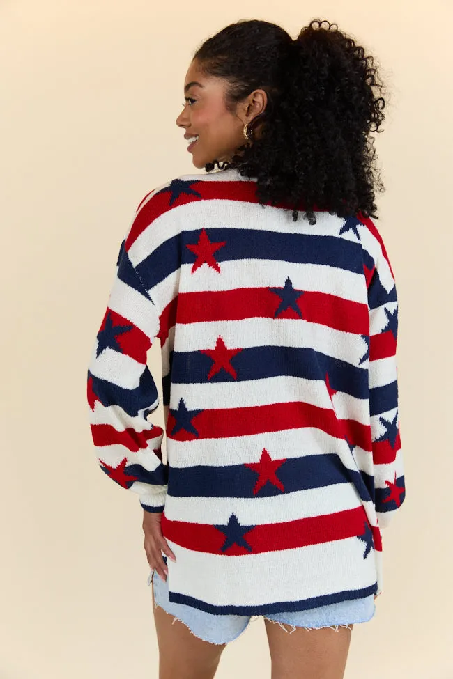 Old Glory Stars and Stripes Oversized Sweater