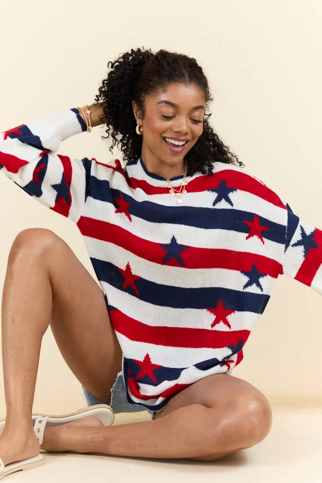 Old Glory Stars and Stripes Oversized Sweater