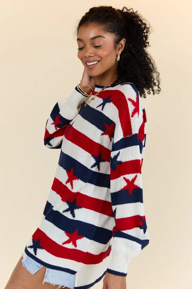 Old Glory Stars and Stripes Oversized Sweater