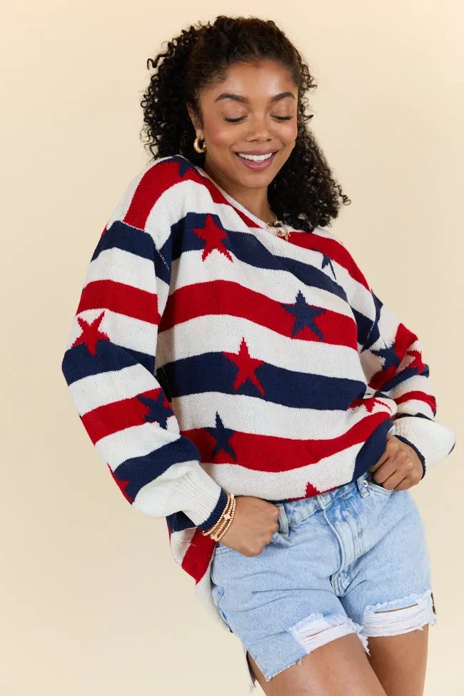 Old Glory Stars and Stripes Oversized Sweater