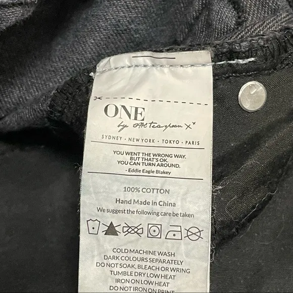 One By One Teaspoon Womens Distressed Denim Shorts Hanks High Rise Sz 24.
