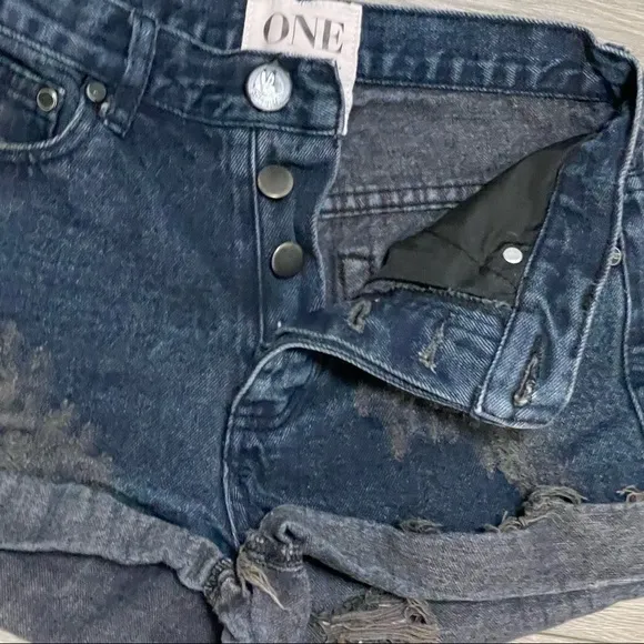 One By One Teaspoon Womens Distressed Denim Shorts Hanks High Rise Sz 24.
