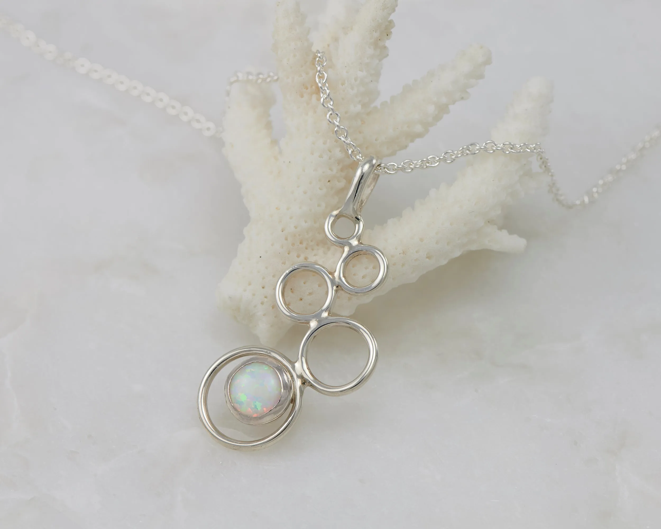 Opal Silver Circles Necklace