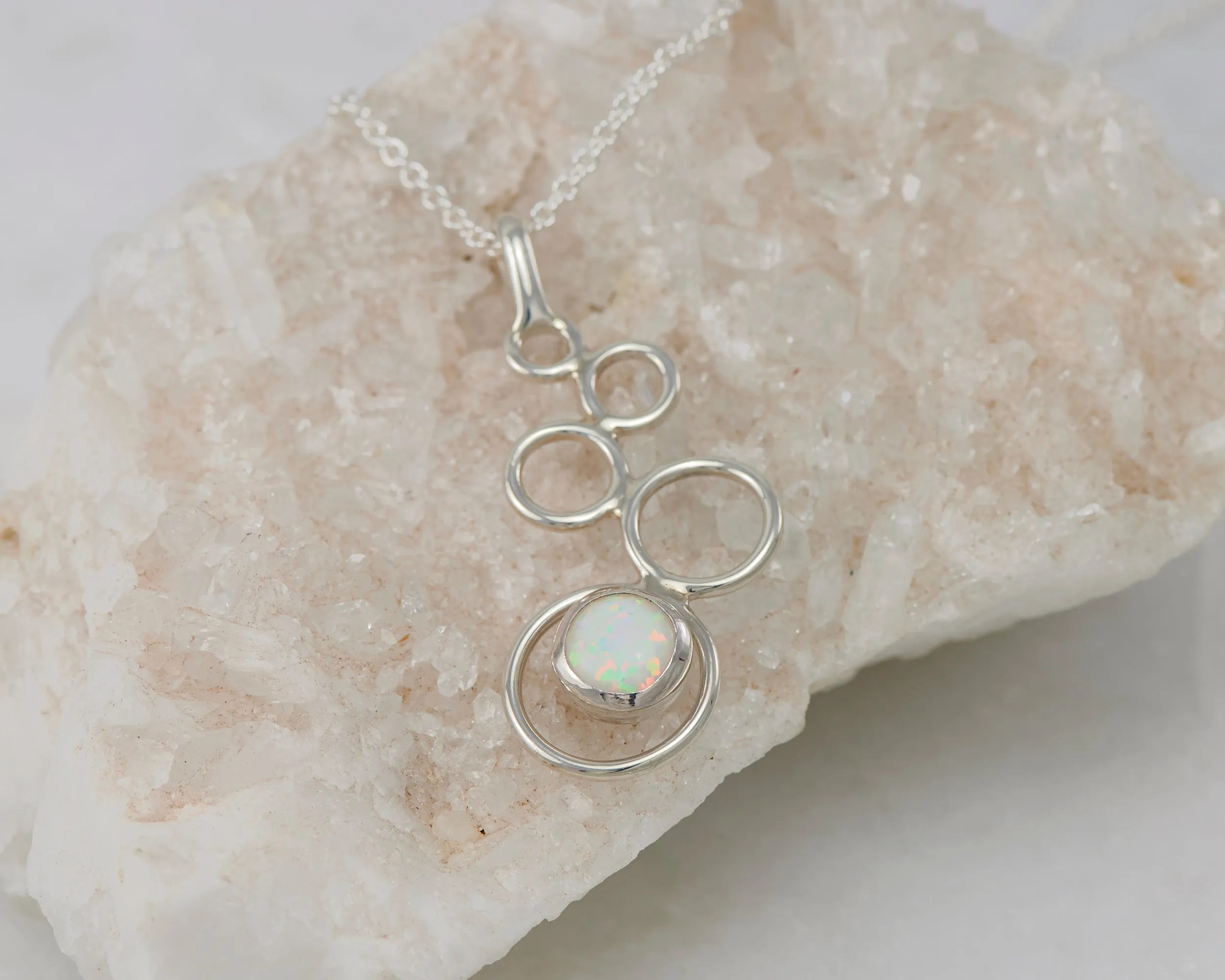 Opal Silver Circles Necklace