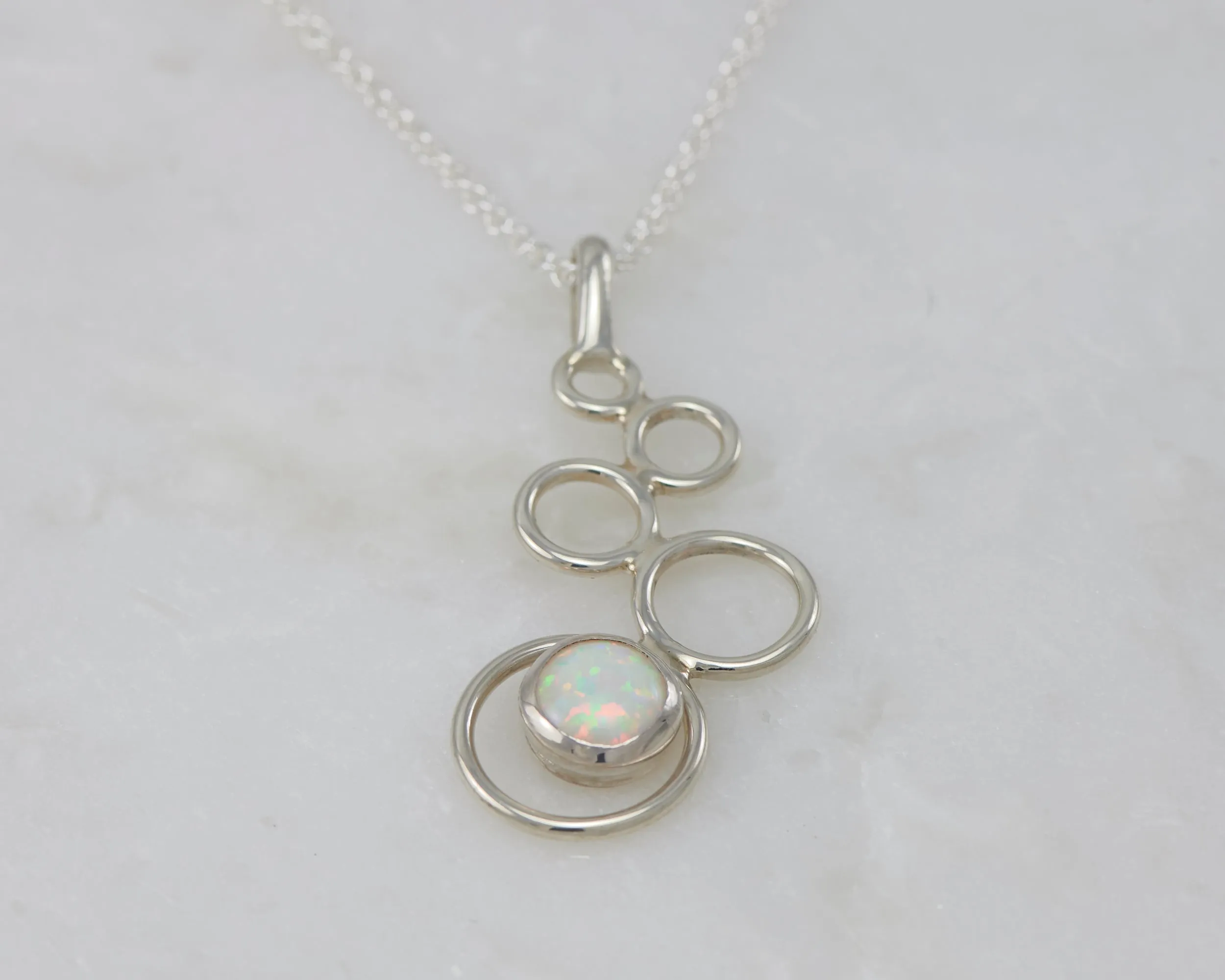 Opal Silver Circles Necklace
