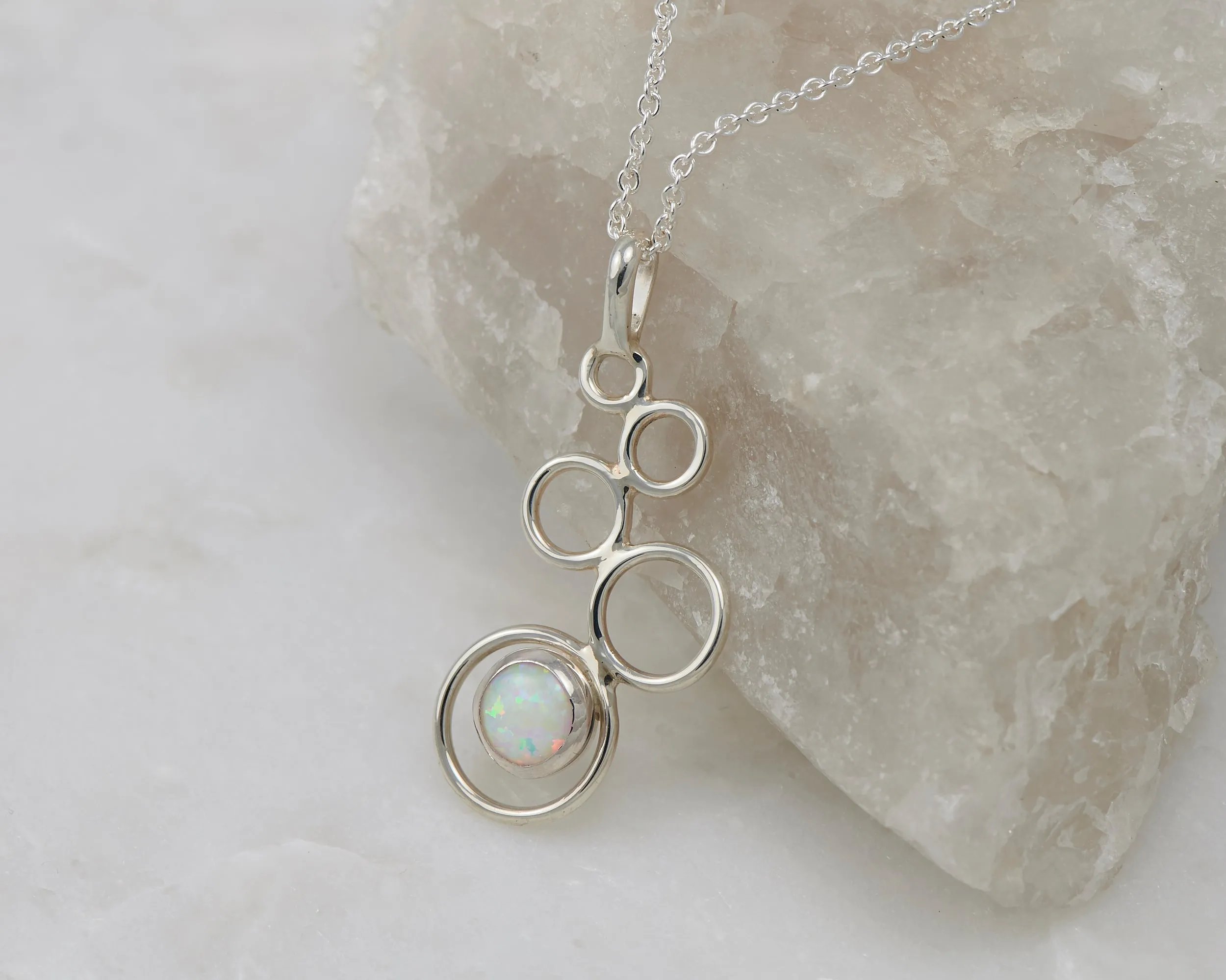 Opal Silver Circles Necklace