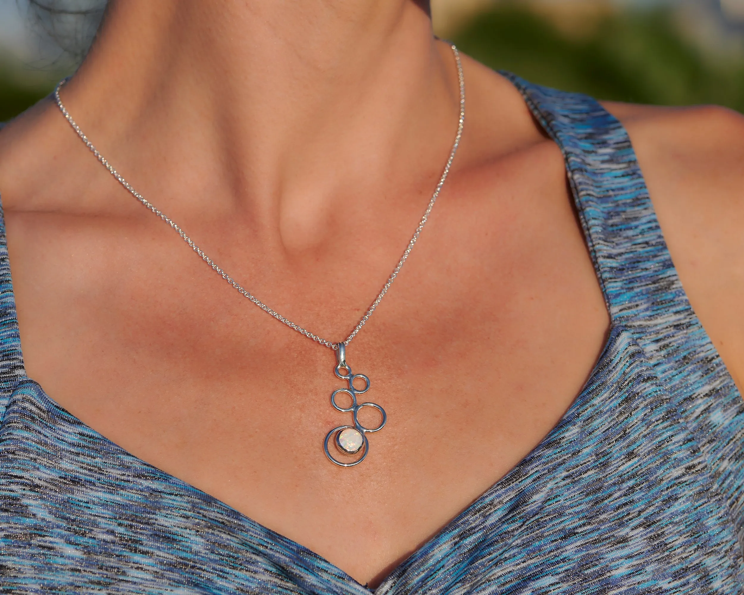 Opal Silver Circles Necklace