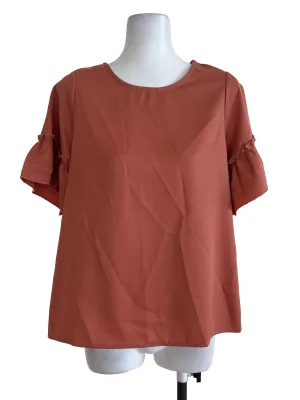 Orange Ruffle Sleeve Top