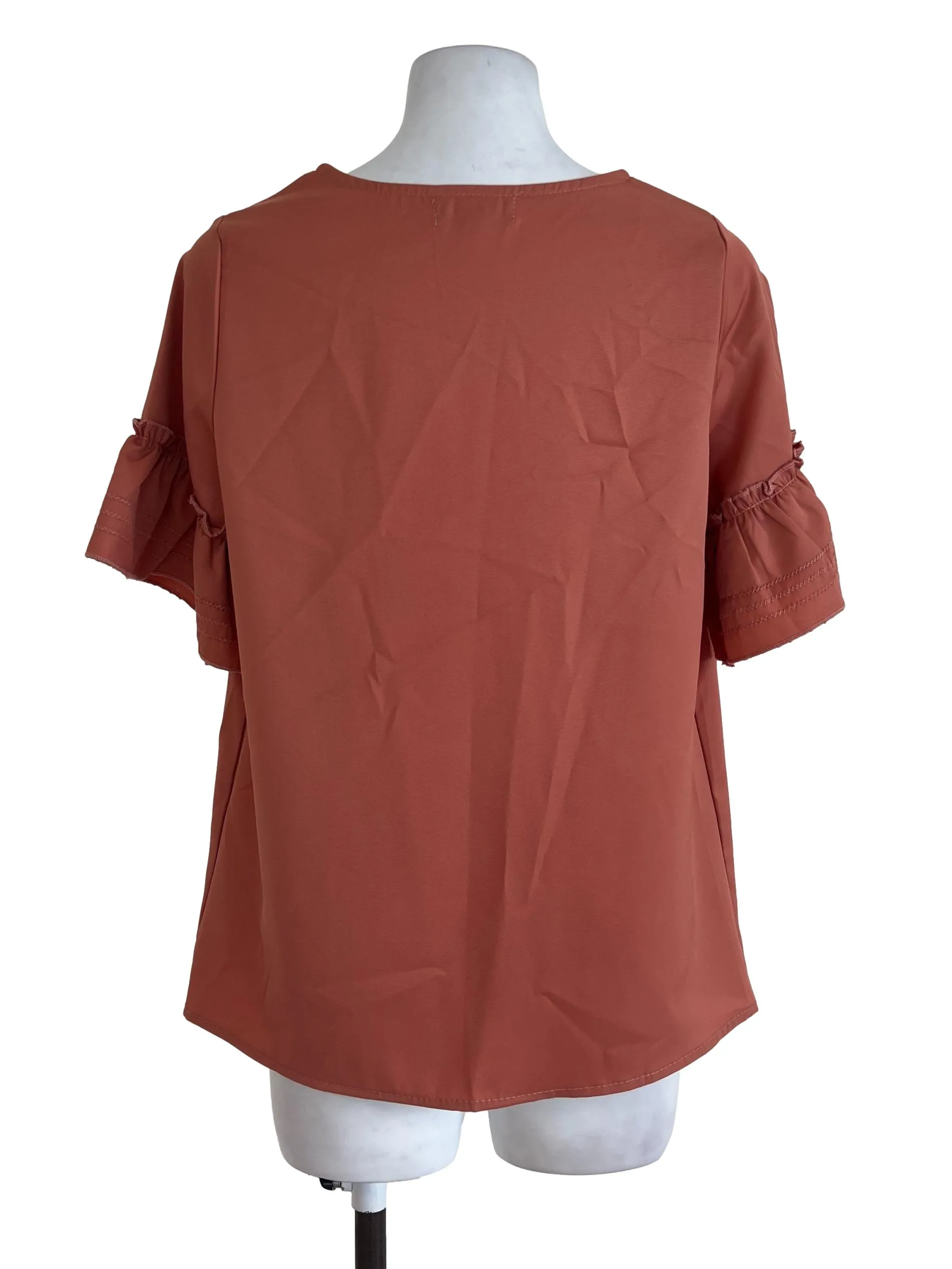 Orange Ruffle Sleeve Top