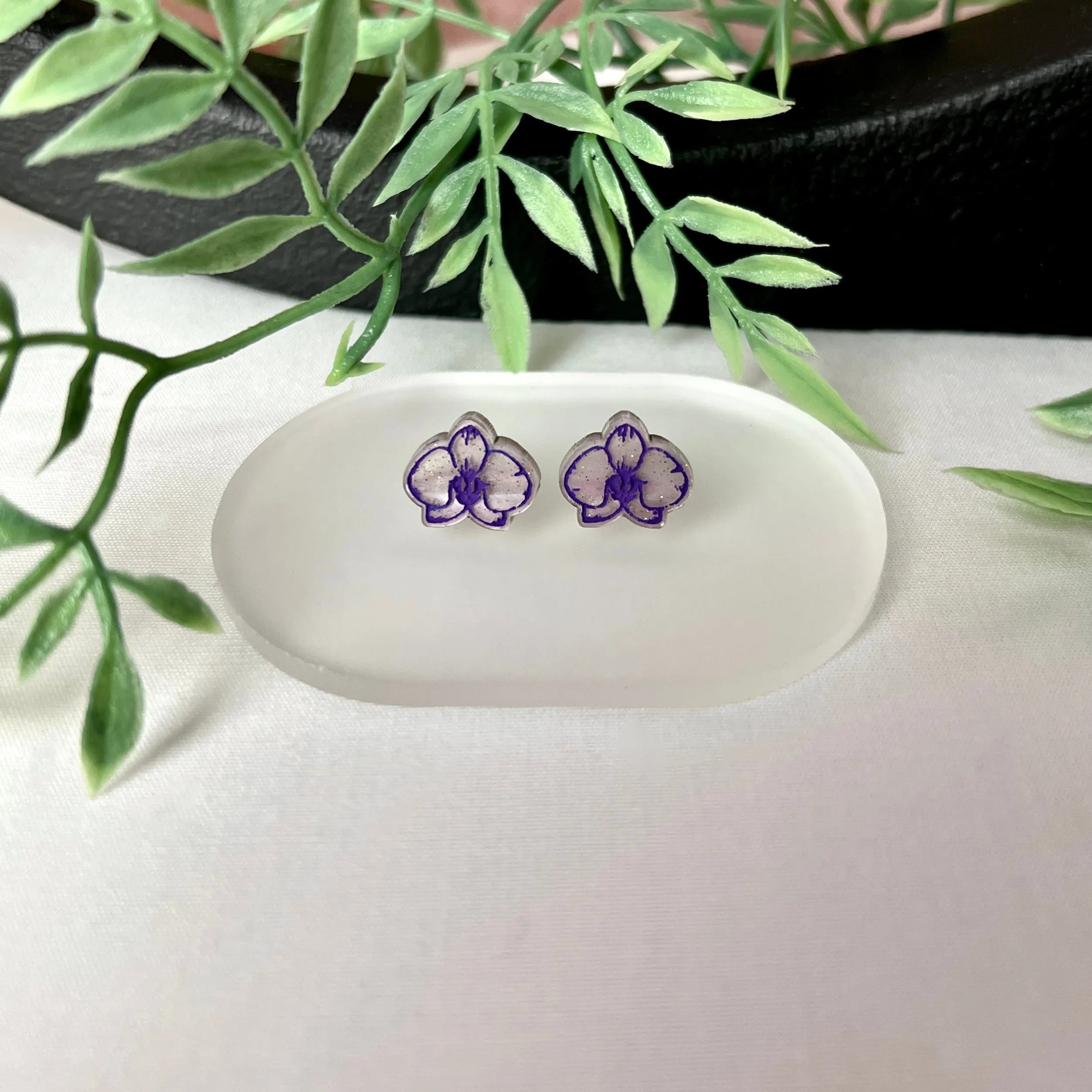 Orchid Flower Stud Earrings