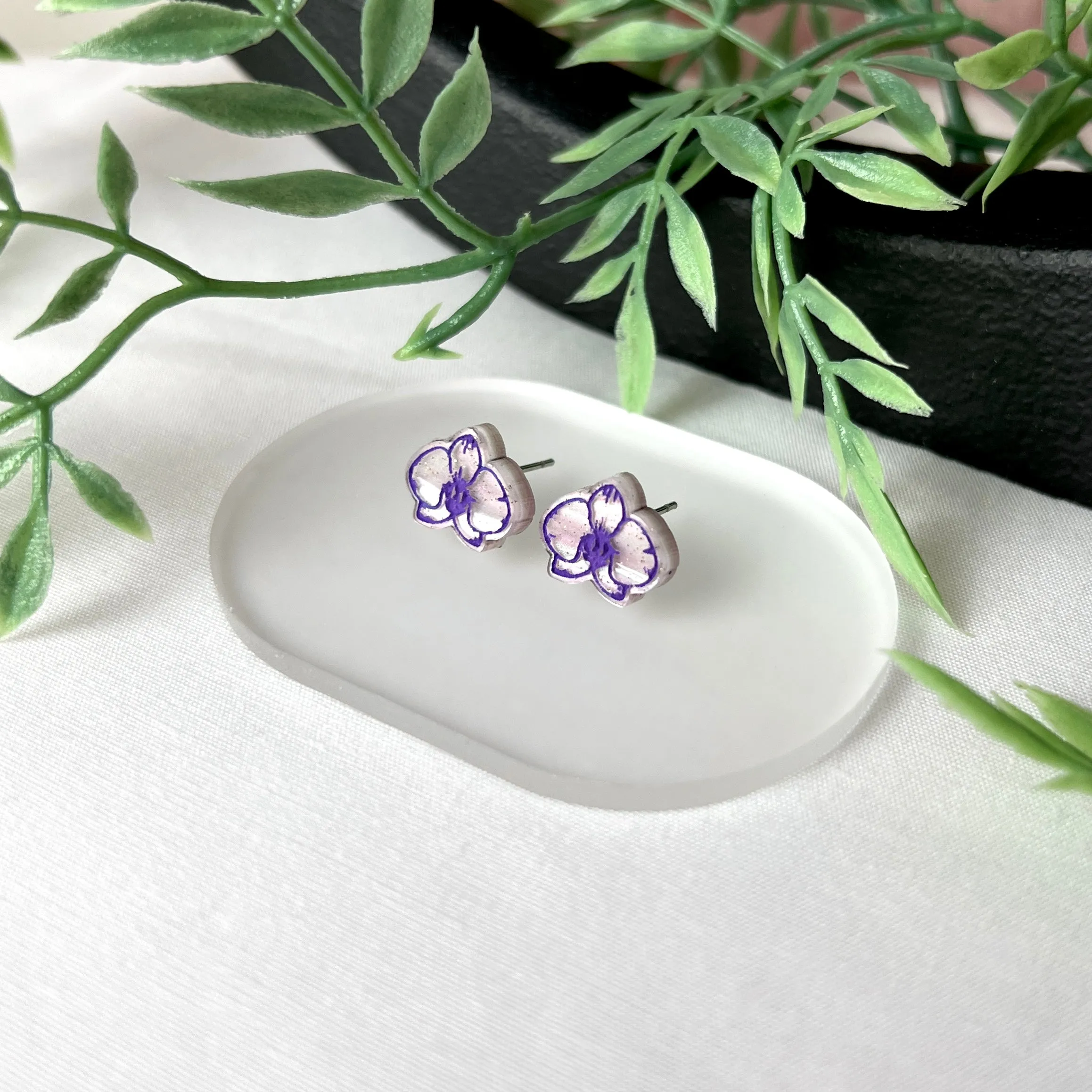 Orchid Flower Stud Earrings