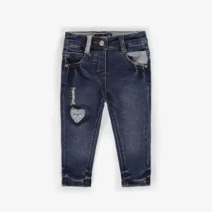 Pantalon bleu foncé en denim extensible coupe très ajustée, bébé || Dark blue super skinny stretch denim pants, baby