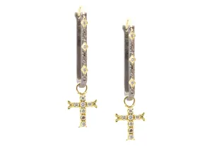 Paperclip Cross Drop Earrings