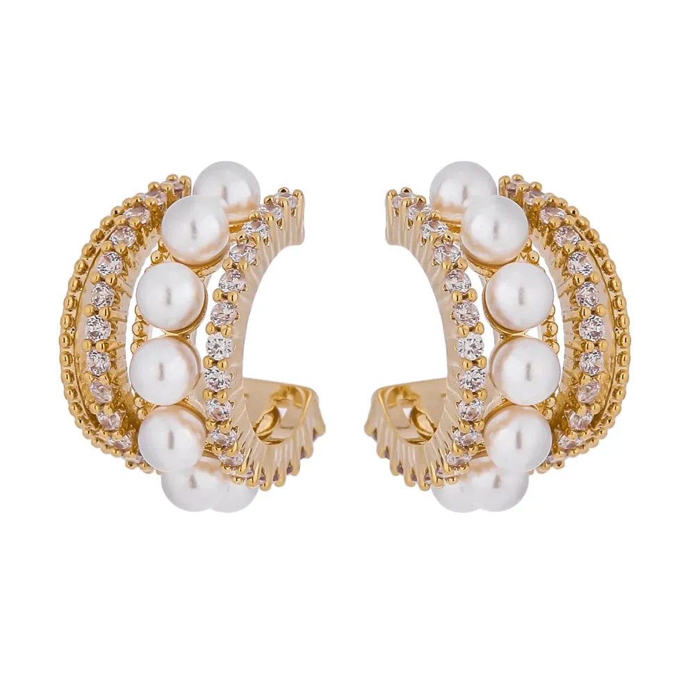 Pearls Half Hoop Earrings