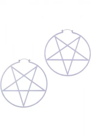 Pentagram Hoop Earrings - Lilac