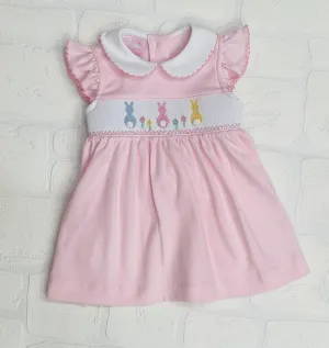 Petit Baby Pink Bunny Smocked Dress