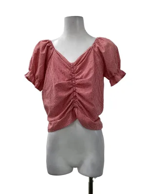 Pink Ruched Puff Sleeve Top