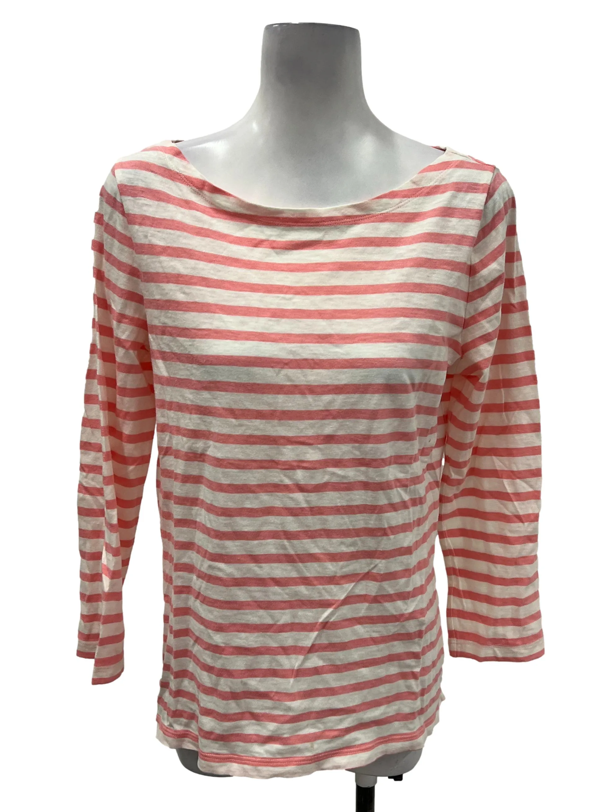 Pink Striped Boat Neck Blouse
